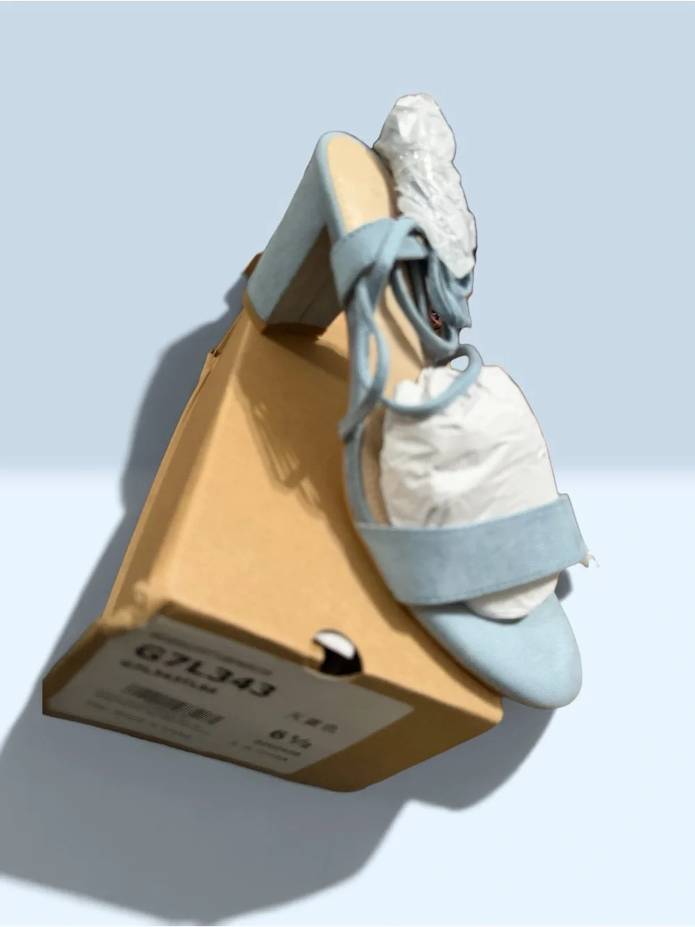 Women’s Strappy Block Heel Sandals in Light Blue
